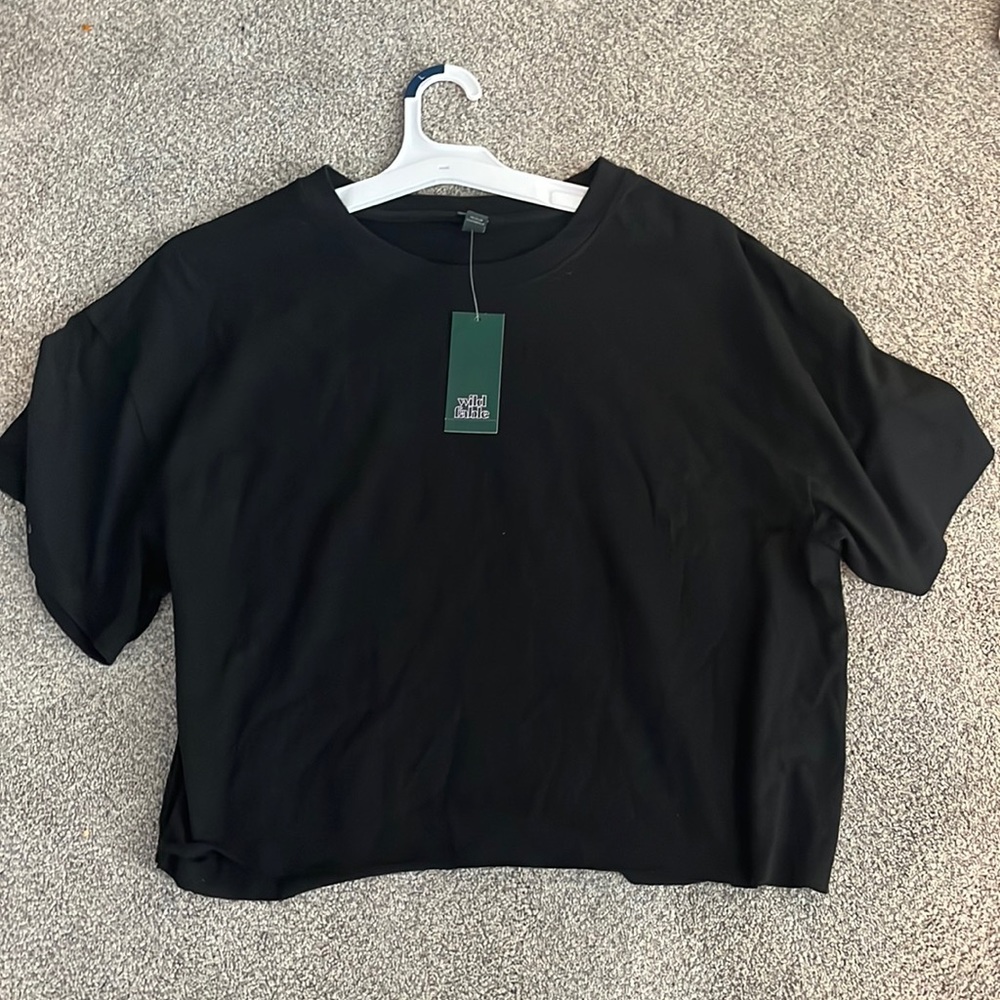 Cropped Oversized T-Shirt- Black